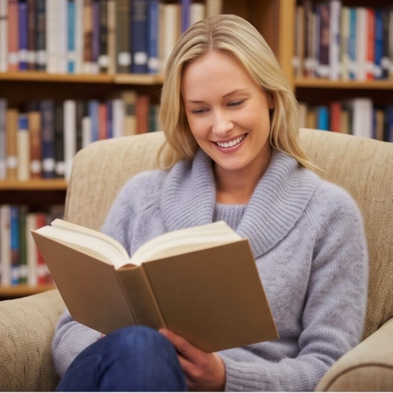 Cecilia van Tiel with the astrology books she taught herself from